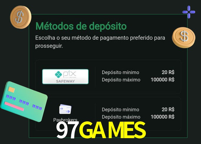O cassino 97GAMESbet oferece uma grande variedade de métodos de pagamento